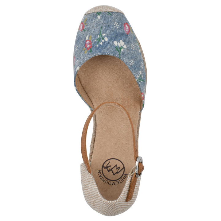 Mamba Wedge - Light Blue Floral Print Denim