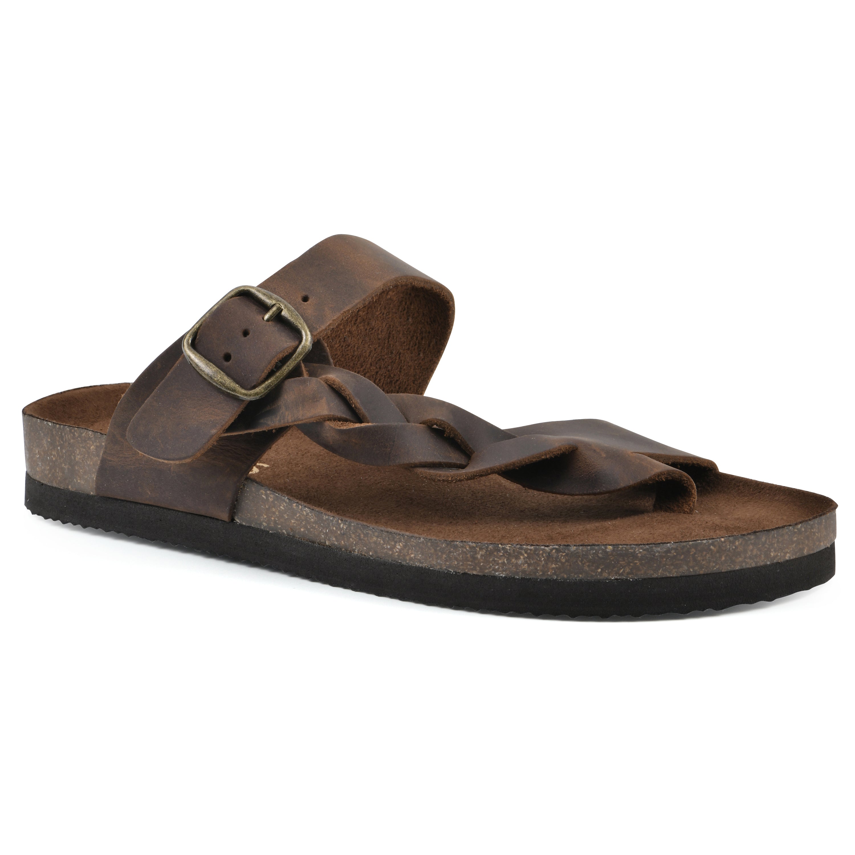 靴 DRAW CORD SANDALS ROPE DESIGN LEATHER SANDALS - Sandy Brown