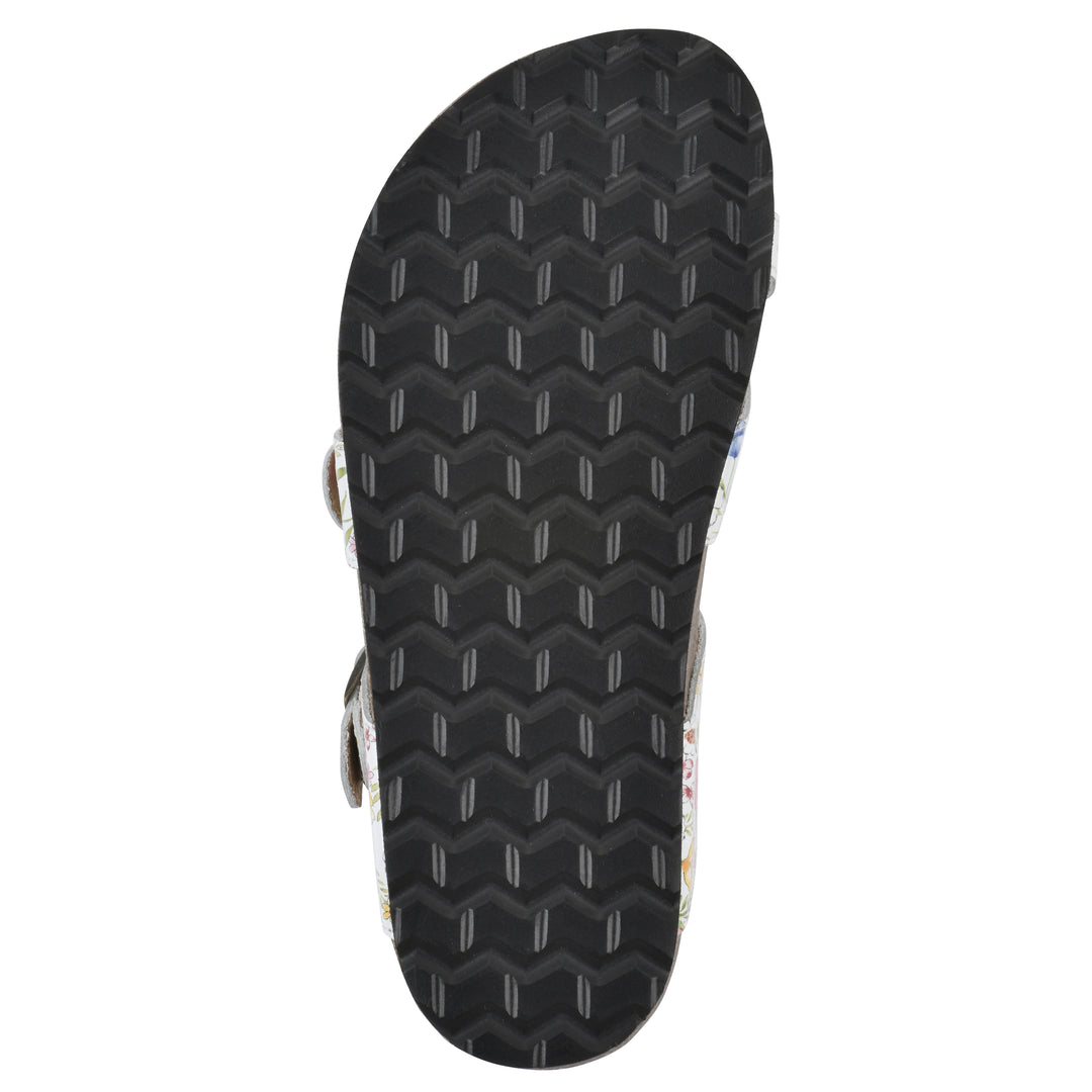Gracie Footbeds Sandal - White Floral Print Leather