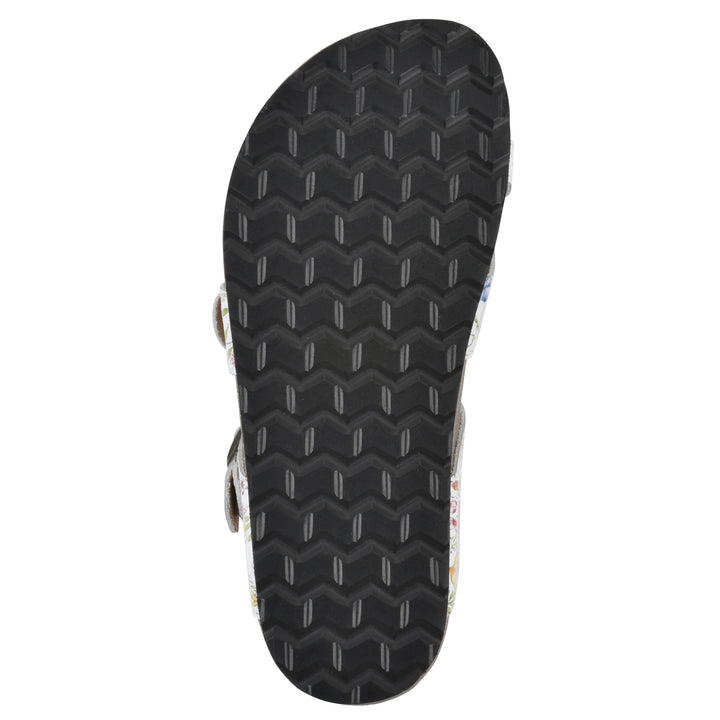 Gracie Footbeds Sandal - White Floral Print Leather