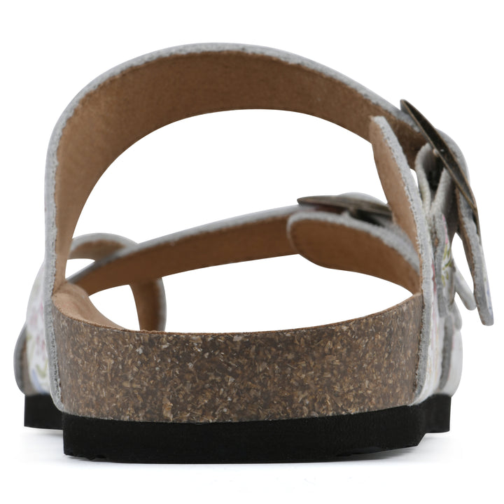 Gracie Footbeds Sandal - White Floral Print Leather