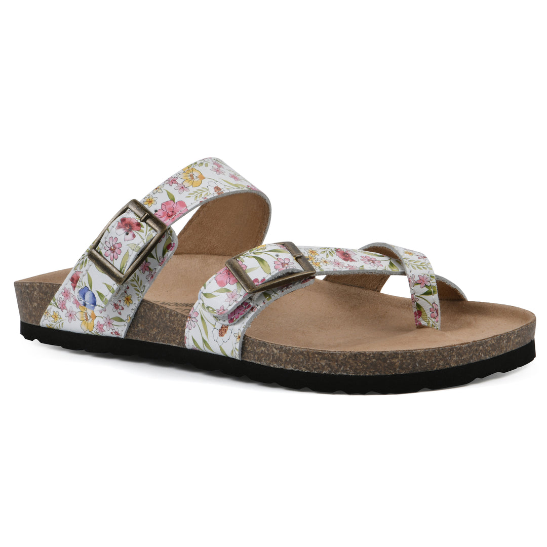 Gracie Footbeds Sandal - White Floral Print Leather