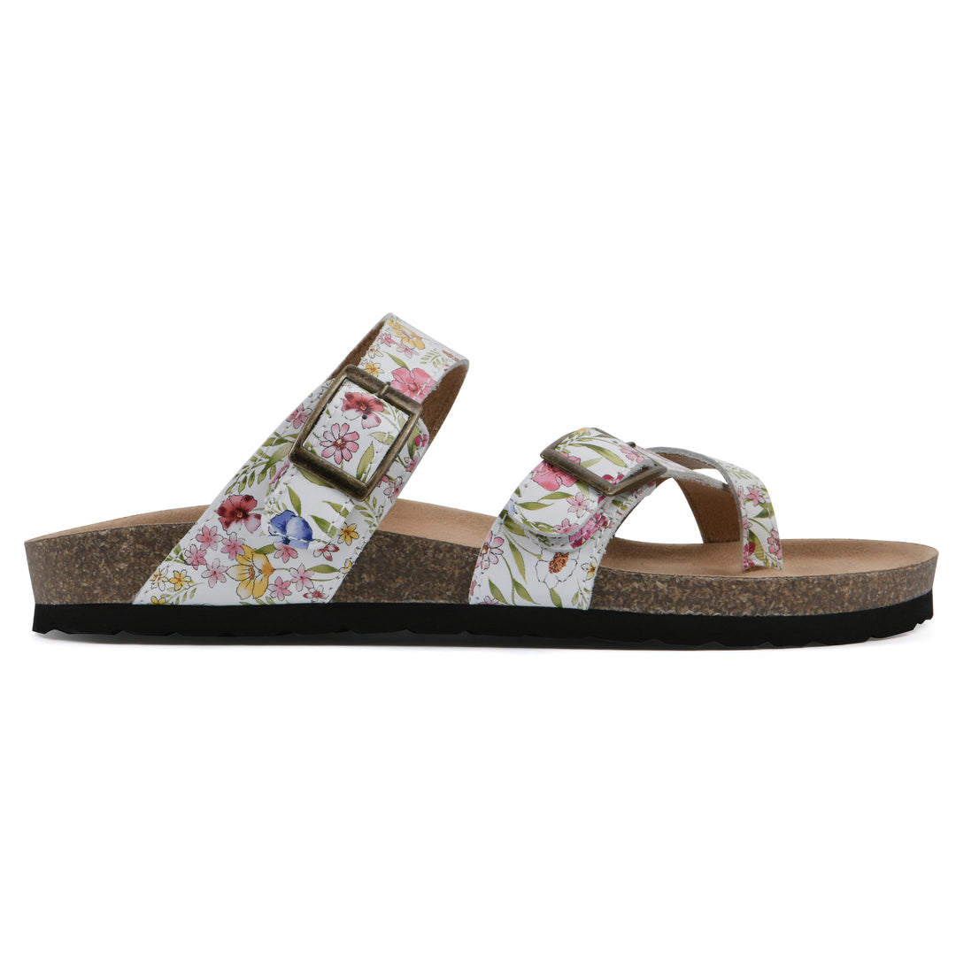 Gracie Footbeds Sandal - White Floral Print Leather