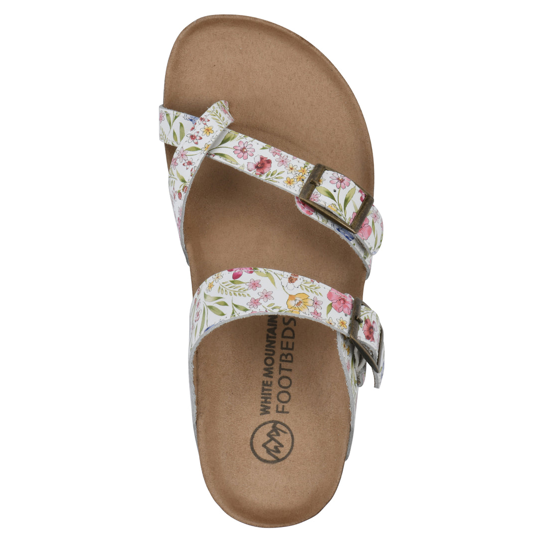 Gracie Footbeds Sandal - White Floral Print Leather