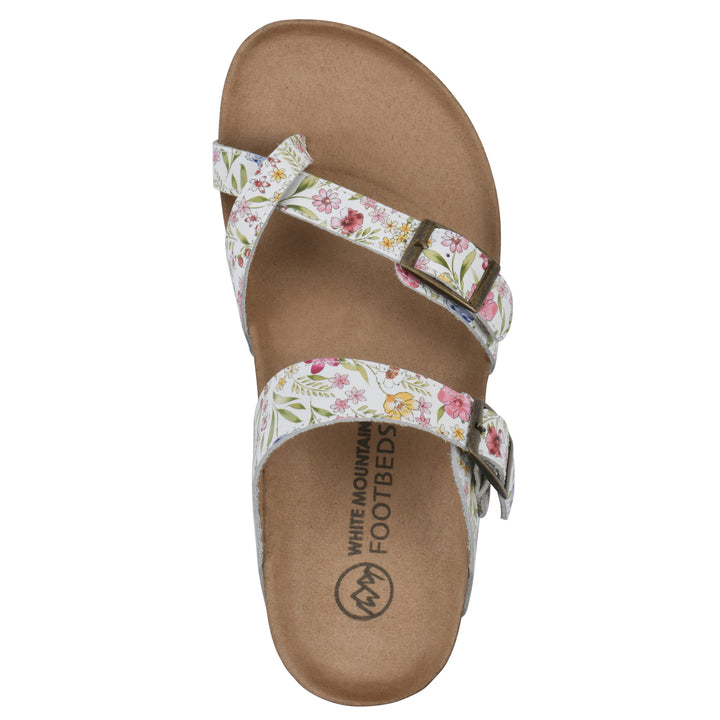 Gracie Footbeds Sandal - White Floral Print Leather