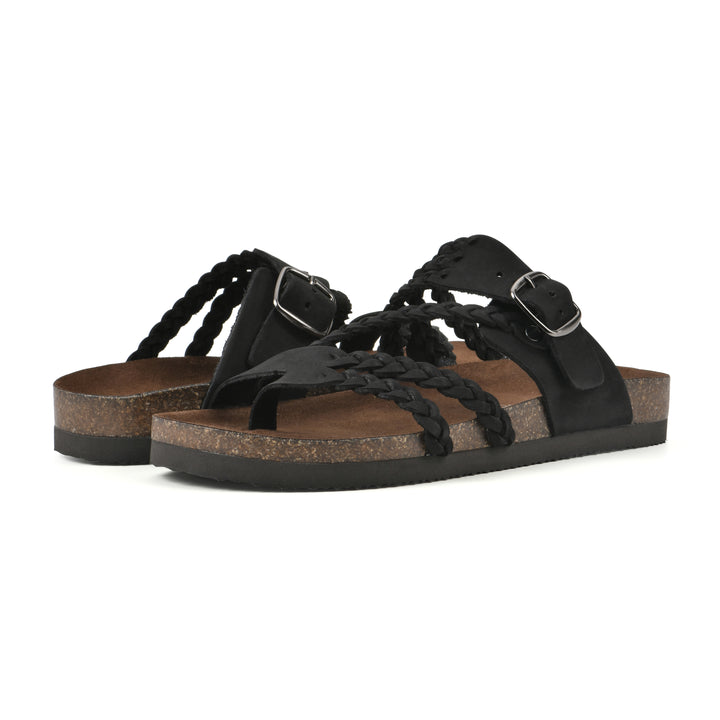 Hayleigh Footbeds Sandal - Black Leather
