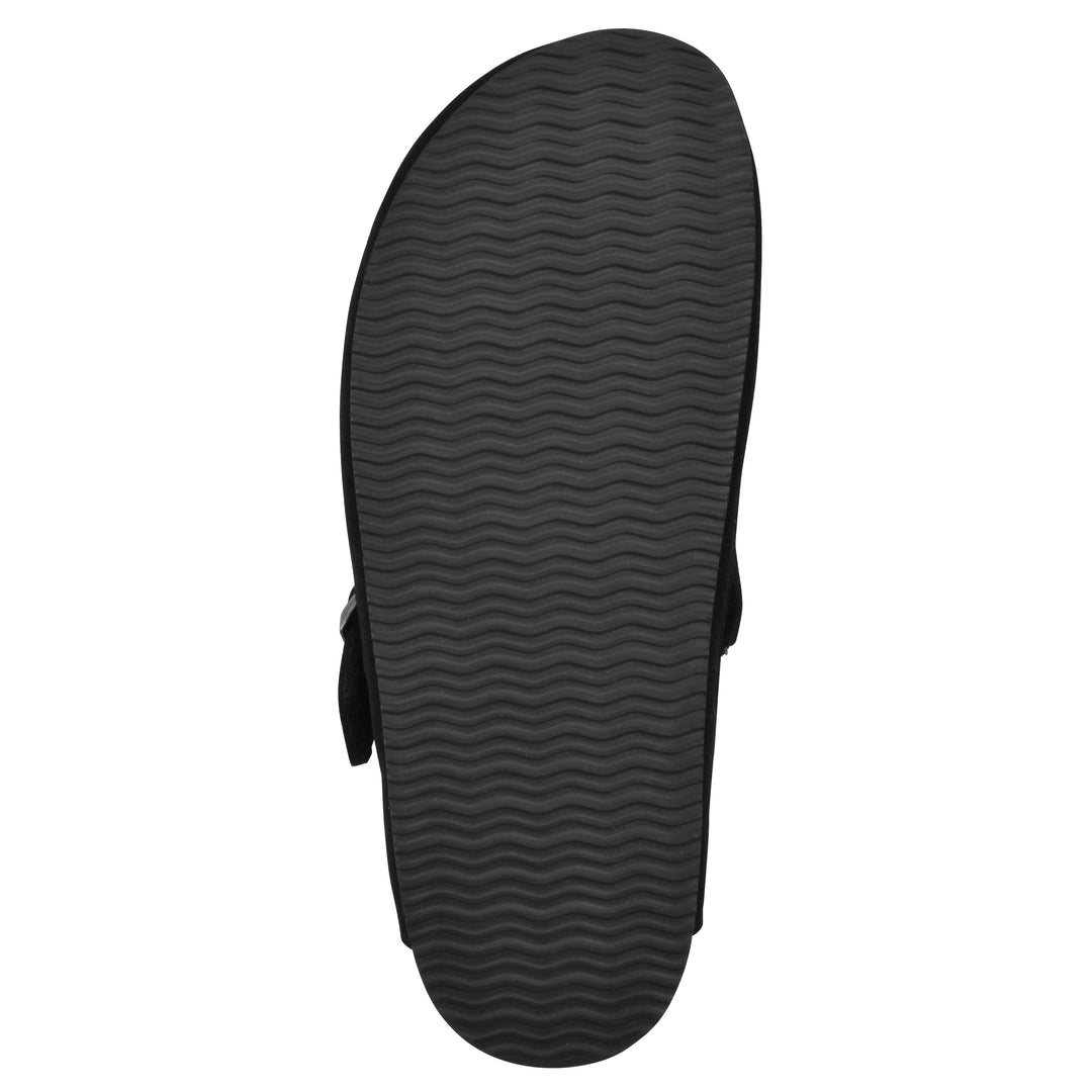 Bari Footbeds Clog - Black Suede Faux Shearling Lined