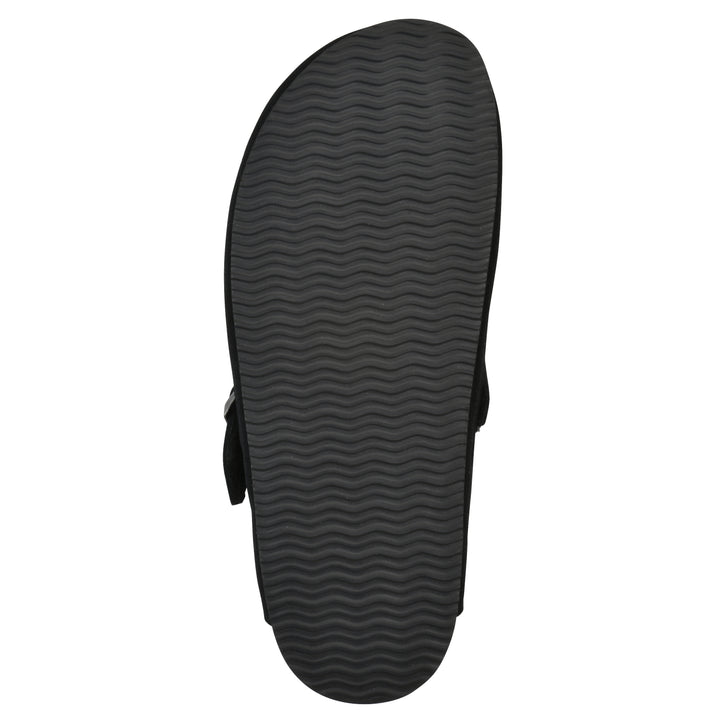 Bari Footbeds Clog - Black Suede Faux Shearling Lined