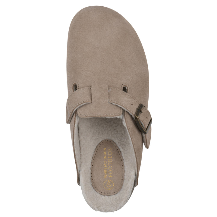 Bari Footbeds Clog - Taupe Suede Faux Shearling Lined