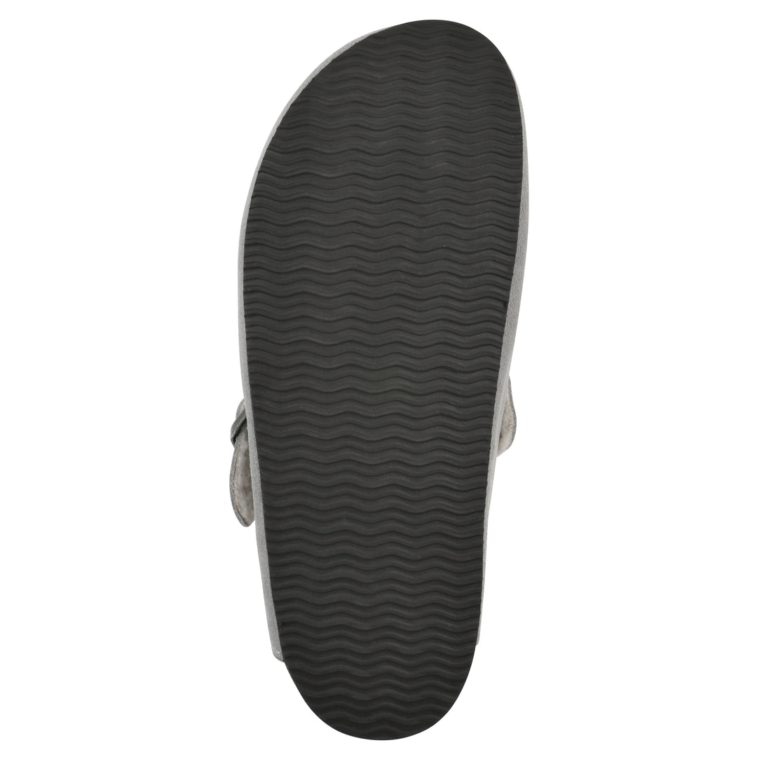 Bari Footbeds Clog - Light Grey Suede Faux Fur Lined