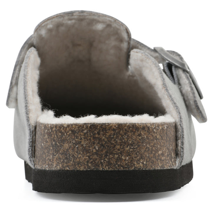 Bari Footbeds Clog - Light Grey Suede Faux Fur Lined
