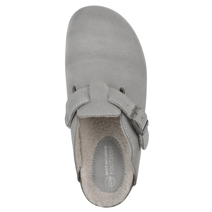 Bari Footbeds Clog - Light Grey Suede Faux Fur Lined