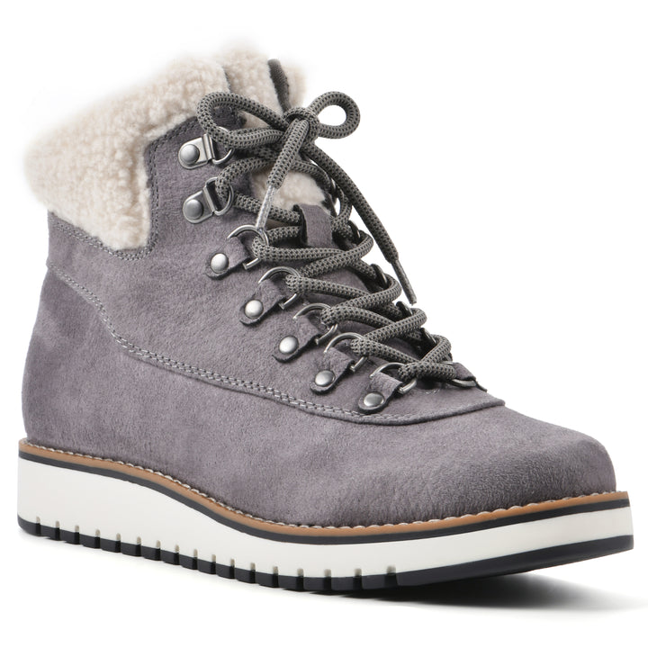 Cozy Bootie - Light Grey Pebbled Fabric