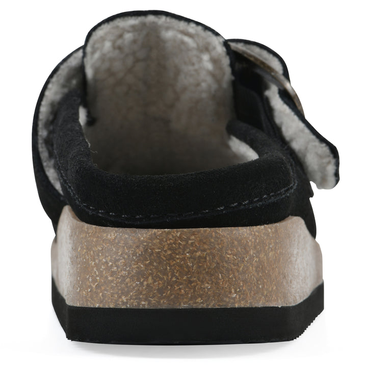 Bueno Footbeds Clog - Black Suede with Faux Fur Lining
