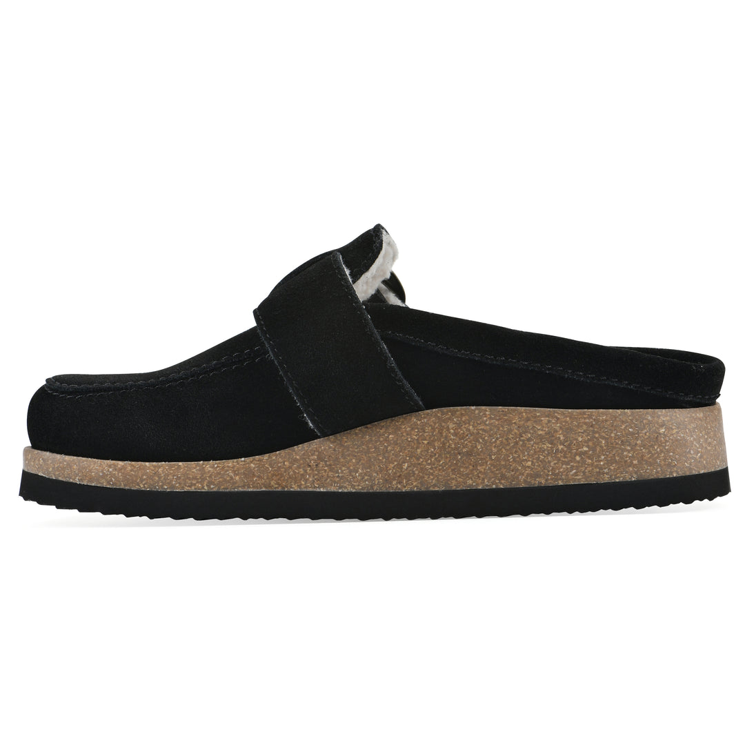Bueno Footbeds Clog - Black Suede with Faux Fur Lining