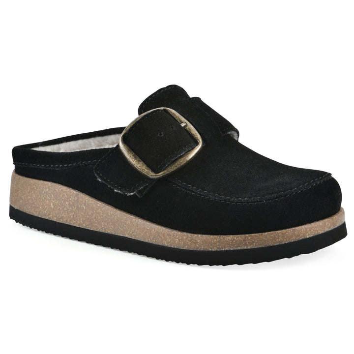 Bueno Footbeds Clog - Black Suede with Faux Fur Lining