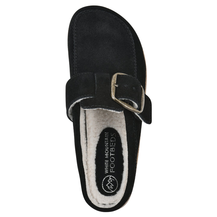 Bueno Footbeds Clog - Black Suede with Faux Fur Lining