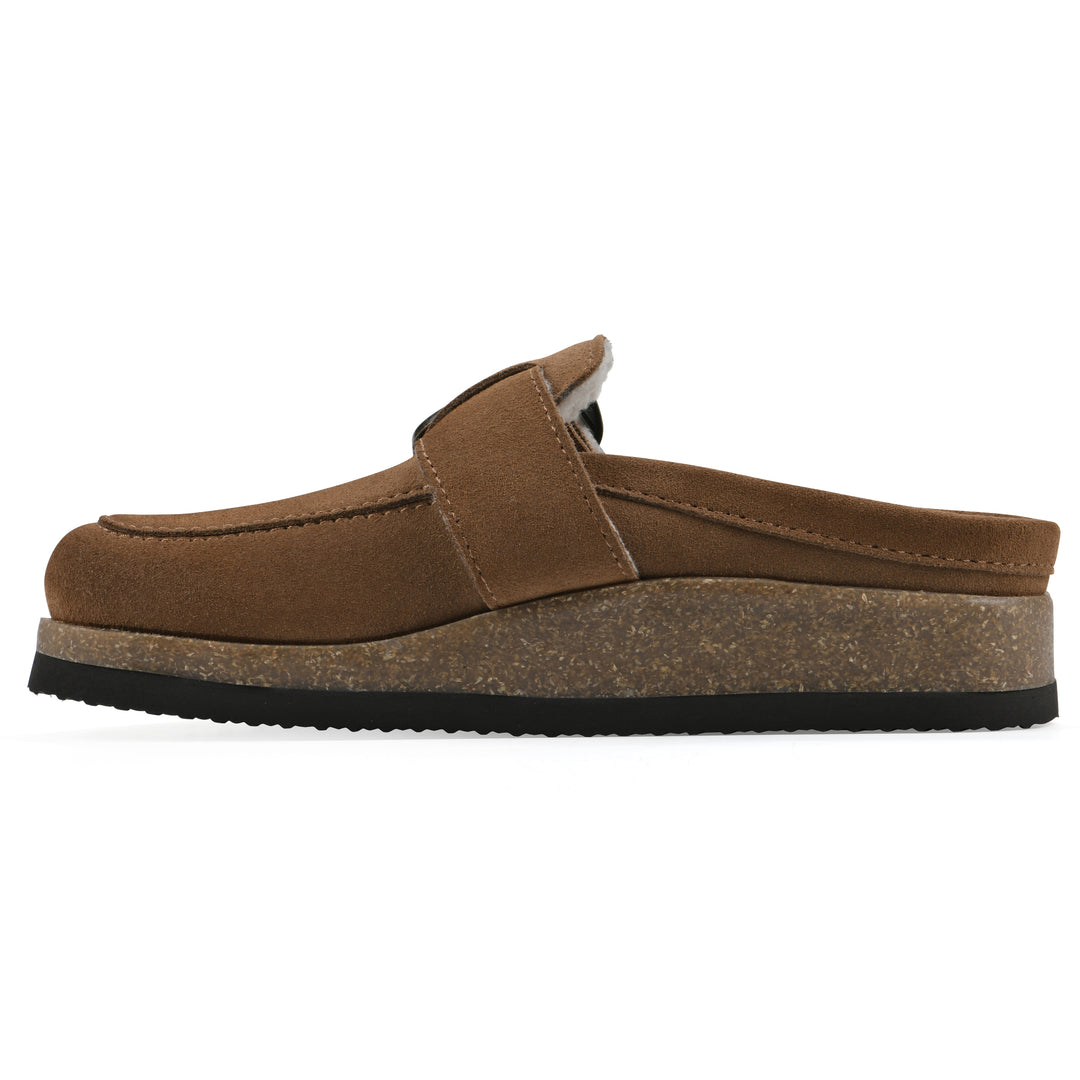 Bueno Footbeds Clog - Chestnut Suede with Faux Fur Lining