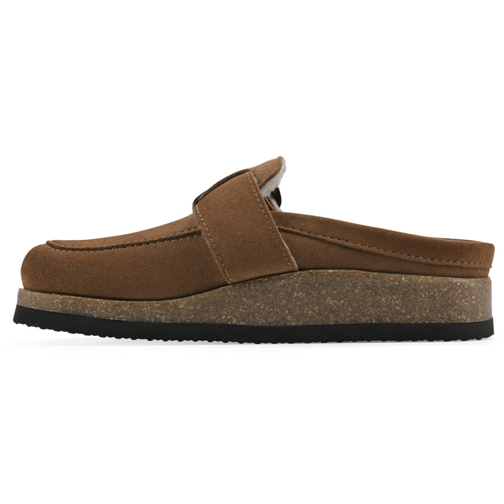 Bueno Footbeds Clog - Chestnut Suede with Faux Fur Lining