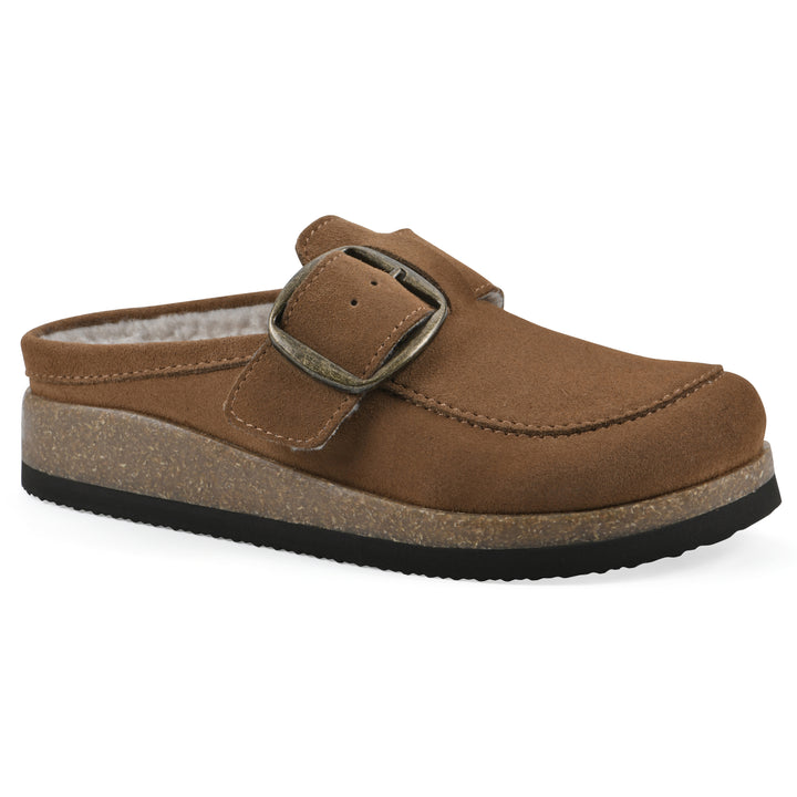 Bueno Footbeds Clog - Chestnut Suede with Faux Fur Lining