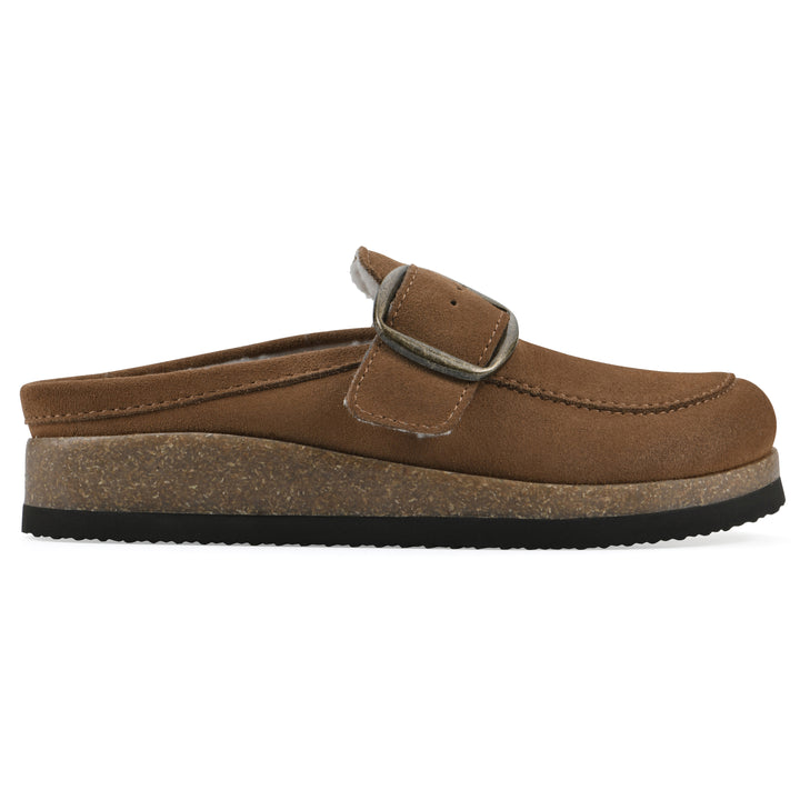 Bueno Footbeds Clog - Chestnut Suede with Faux Fur Lining