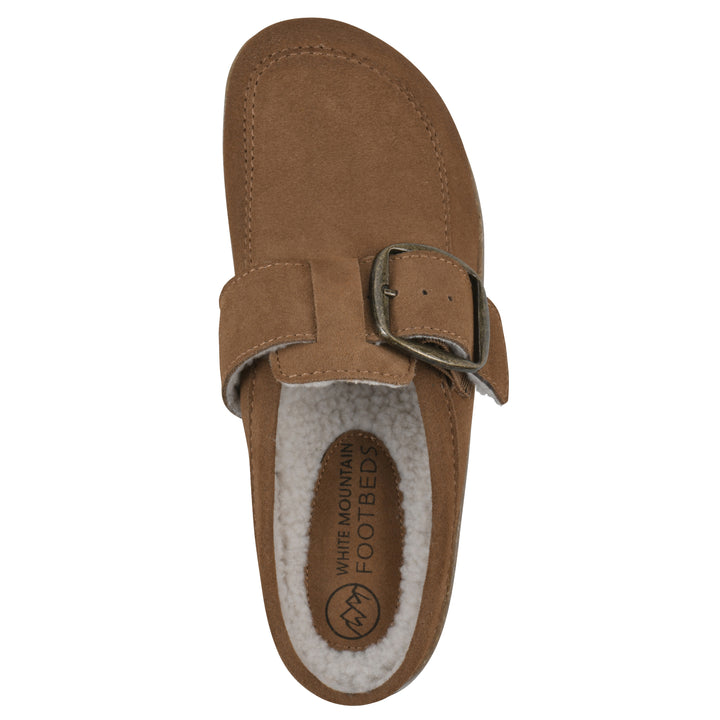 Bueno Footbeds Clog - Chestnut Suede with Faux Fur Lining