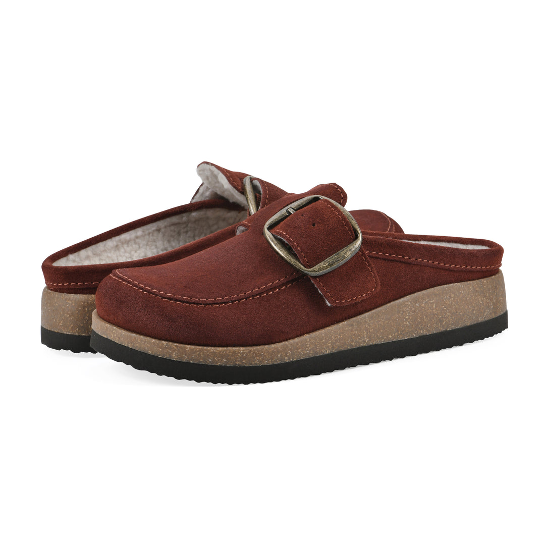 Bueno Footbeds Clog - Rust Suede with Faux Fur Lining