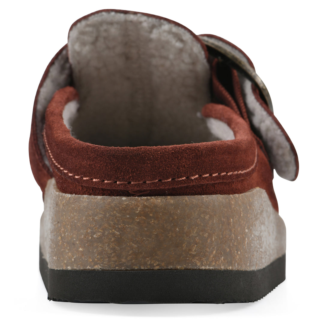 Bueno Footbeds Clog - Rust Suede with Faux Fur Lining