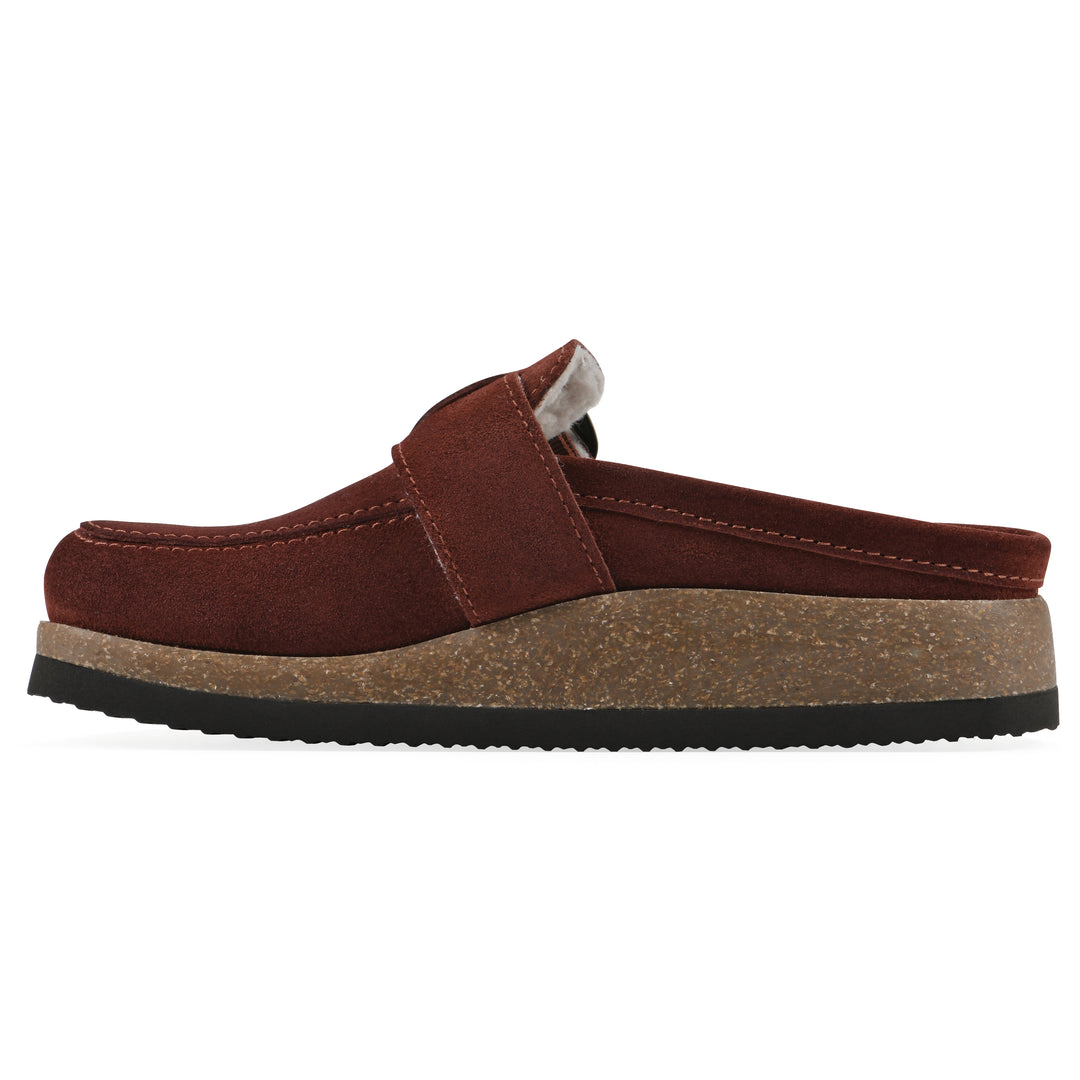 Bueno Footbeds Clog - Rust Suede with Faux Fur Lining