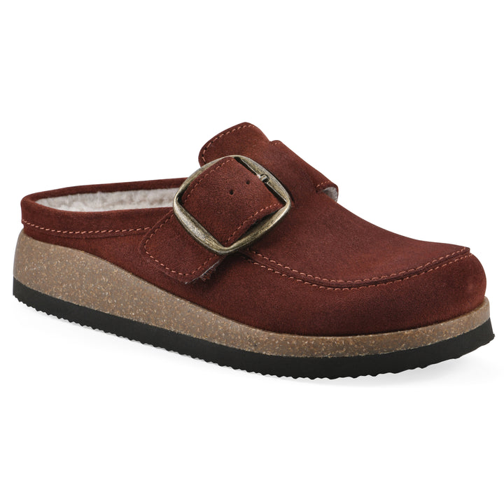 Bueno Footbeds Clog - Rust Suede with Faux Fur Lining