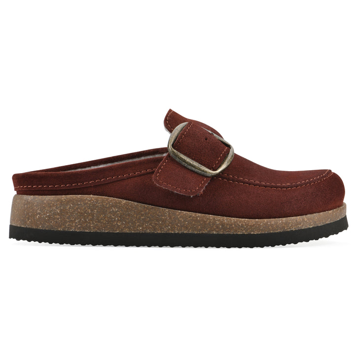 Bueno Footbeds Clog - Rust Suede with Faux Fur Lining