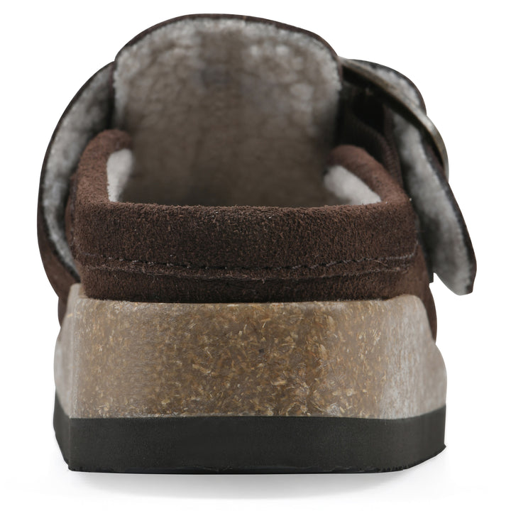 Bueno Footbeds Clog - Brown Suede with Faux Fur Lining
