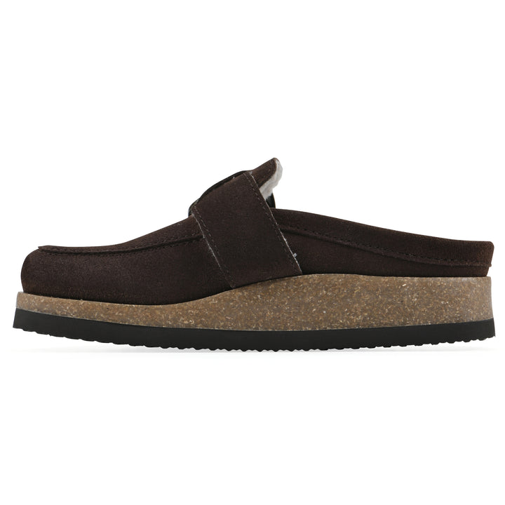 Bueno Footbeds Clog - Brown Suede with Faux Fur Lining