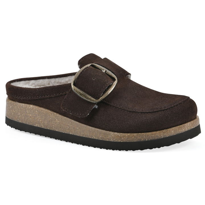 Bueno Footbeds Clog - Brown Suede with Faux Fur Lining