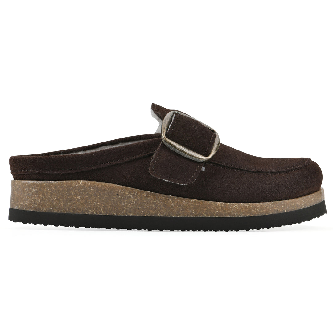 Bueno Footbeds Clog - Brown Suede with Faux Fur Lining
