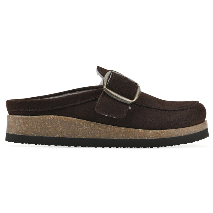 Bueno Footbeds Clog - Brown Suede with Faux Fur Lining