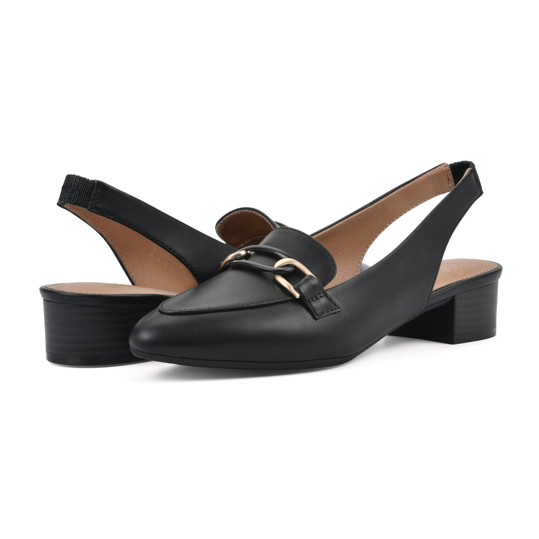 Boreal Slingback Heel - Black Faux Leather
