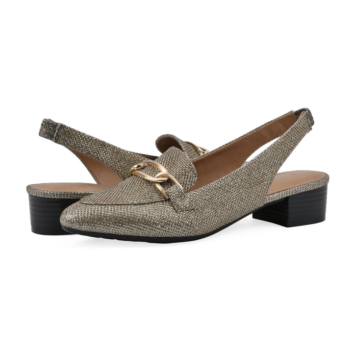 Boreal Slingback Heel - Gold Glitter Fabric