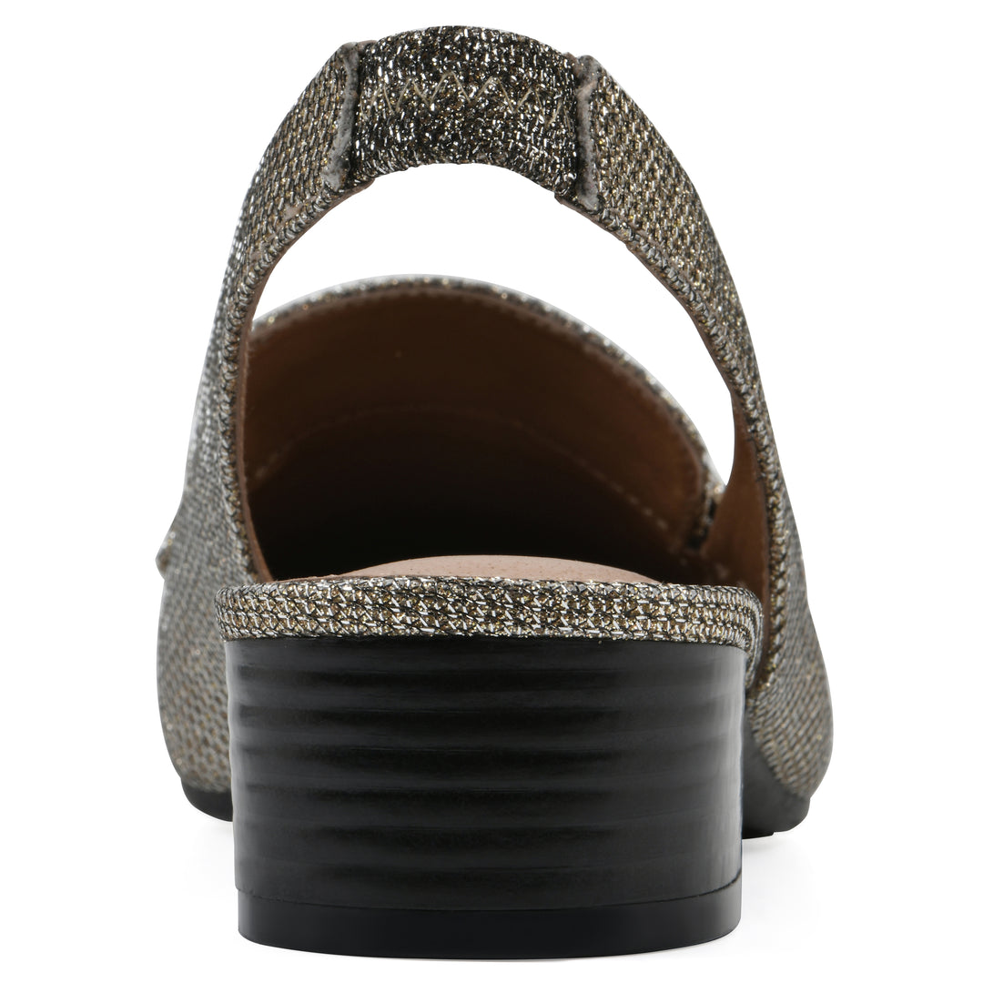 Boreal Slingback Heel - Gold Glitter Fabric
