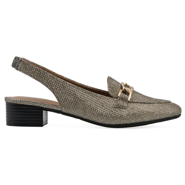 Boreal Slingback Heel - Gold Glitter Fabric