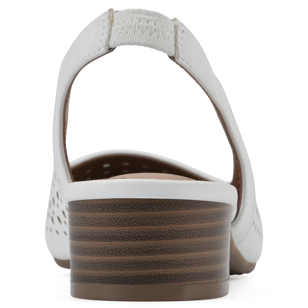 Boronic Slingback Heel - White Faux Leather