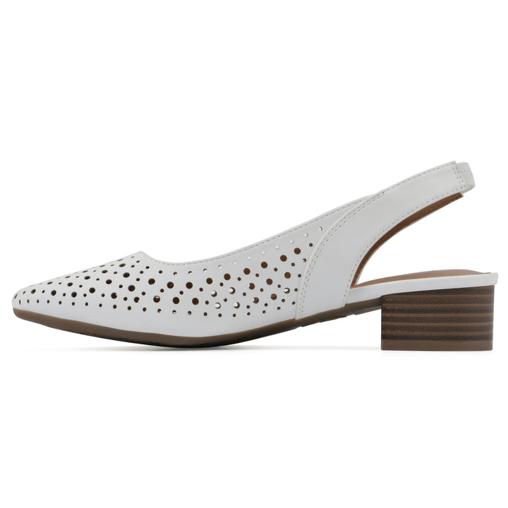 Boronic Slingback Heel - White Faux Leather