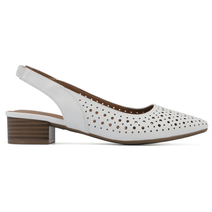 Boronic Slingback Heel - White Faux Leather