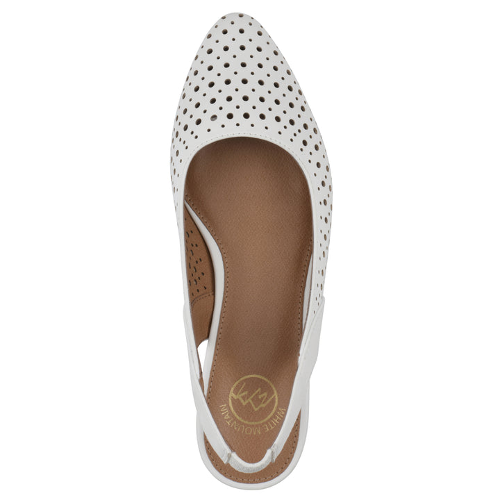 Boronic Slingback Heel - White Faux Leather