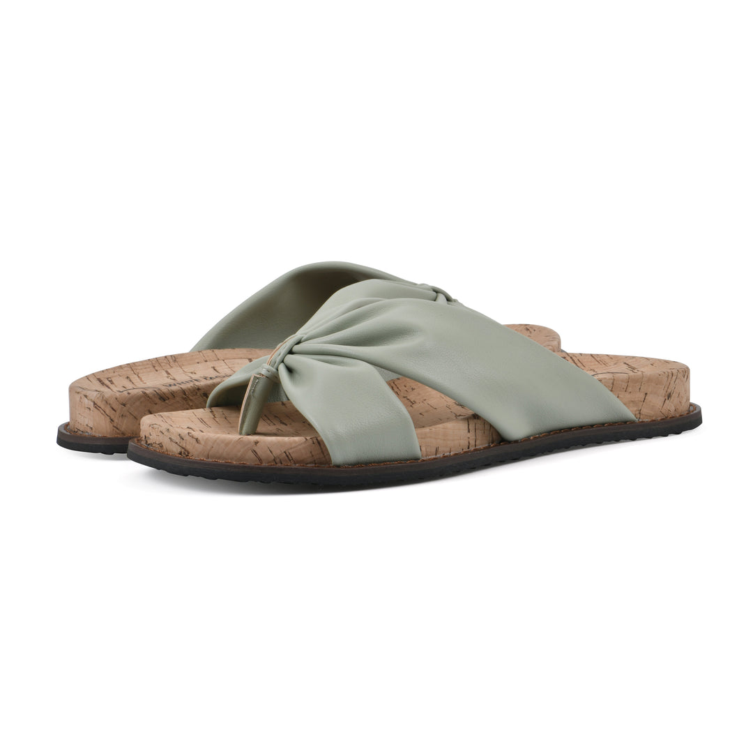 Malanga Footbeds Sandal - Pale Green Faux Leather