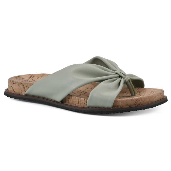 Malanga Footbeds Sandal - Pale Green Faux Leather