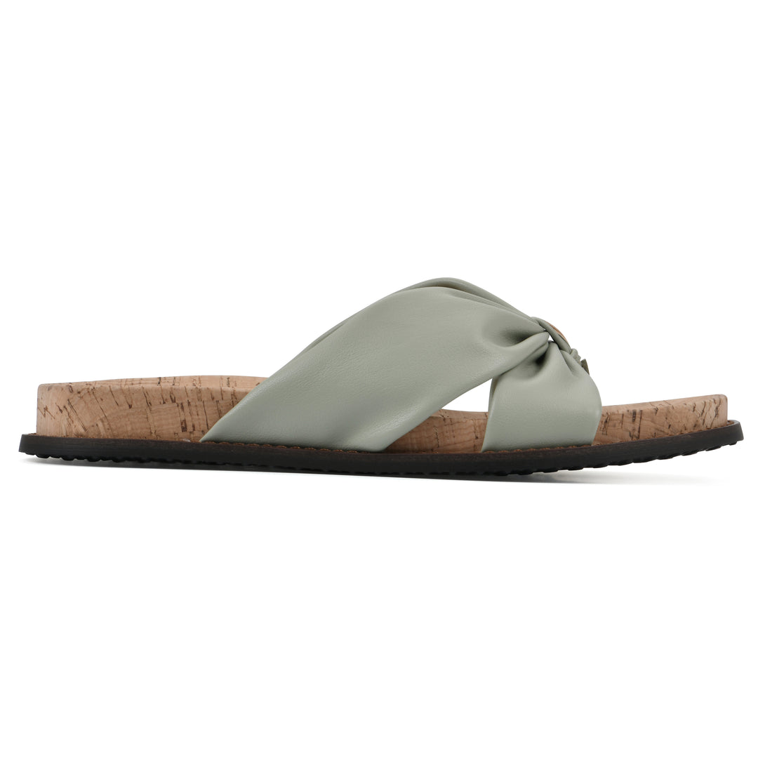 Malanga Footbeds Sandal - Pale Green Faux Leather