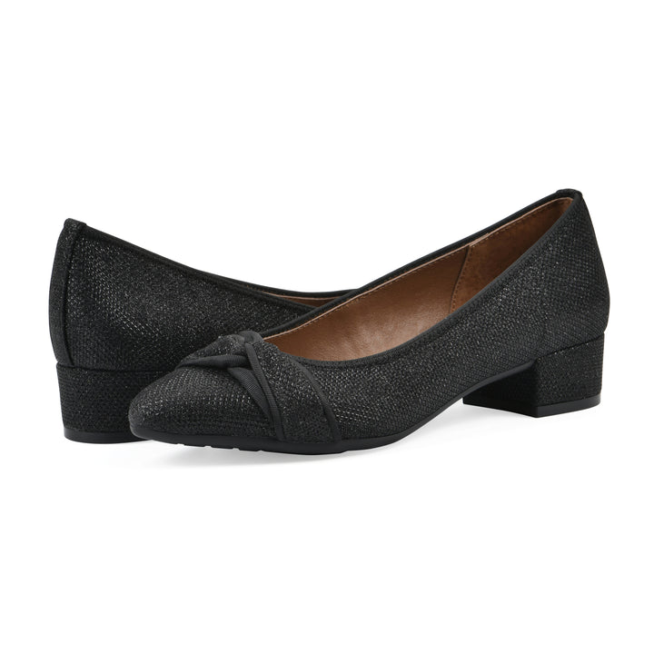 Bordeaux Heel - Black Glitter Fabric
