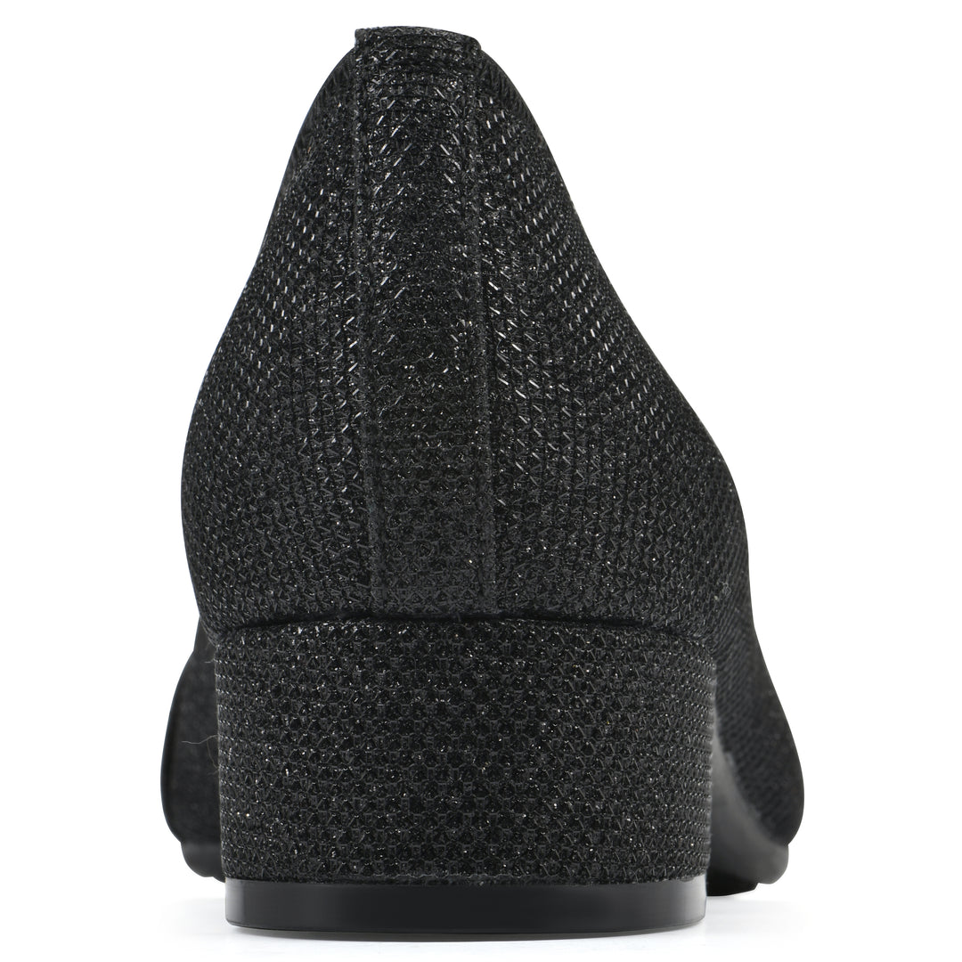 Bordeaux Heel - Black Glitter Fabric
