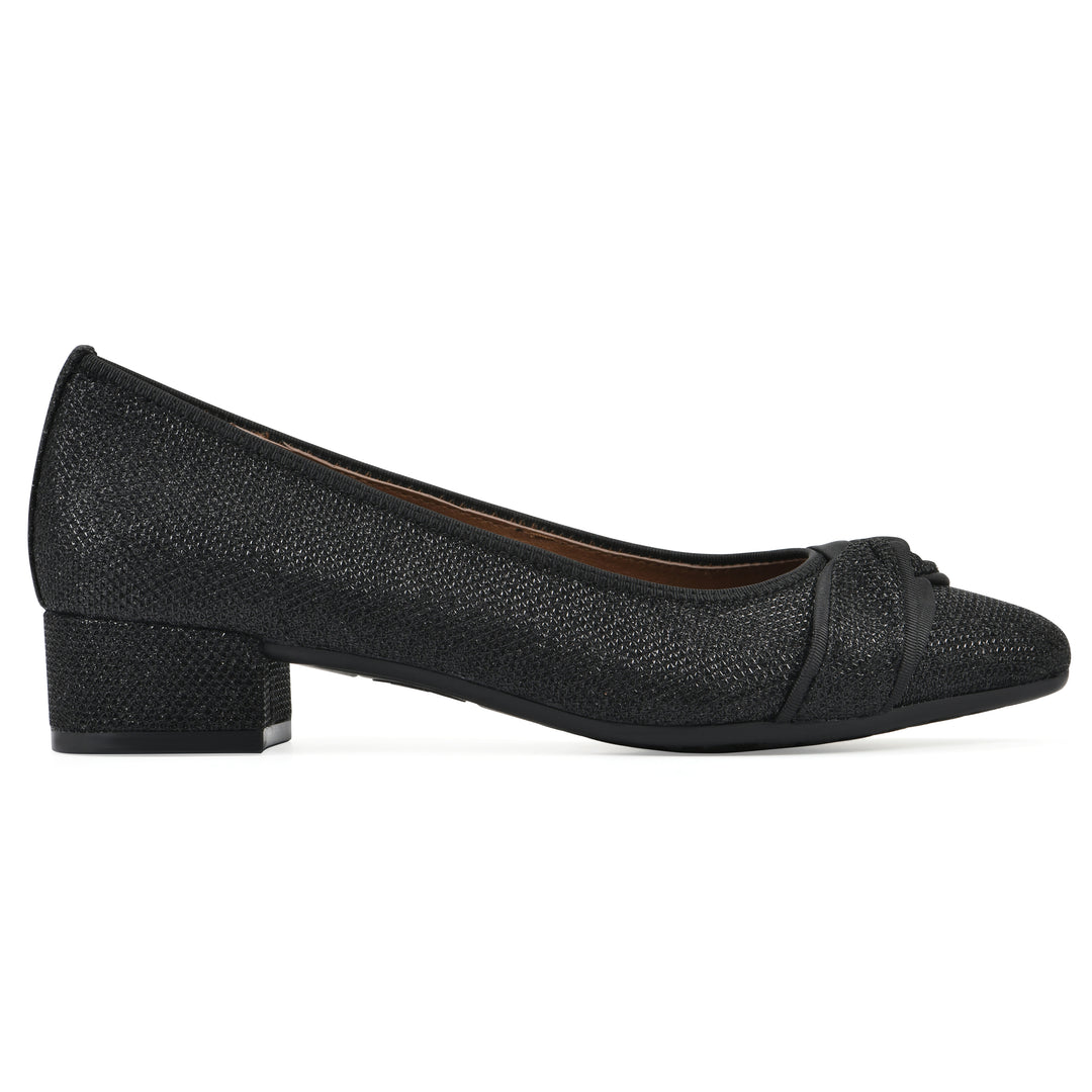 Bordeaux Heel - Black Glitter Fabric